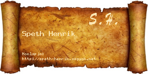 Speth Henrik névjegykártya